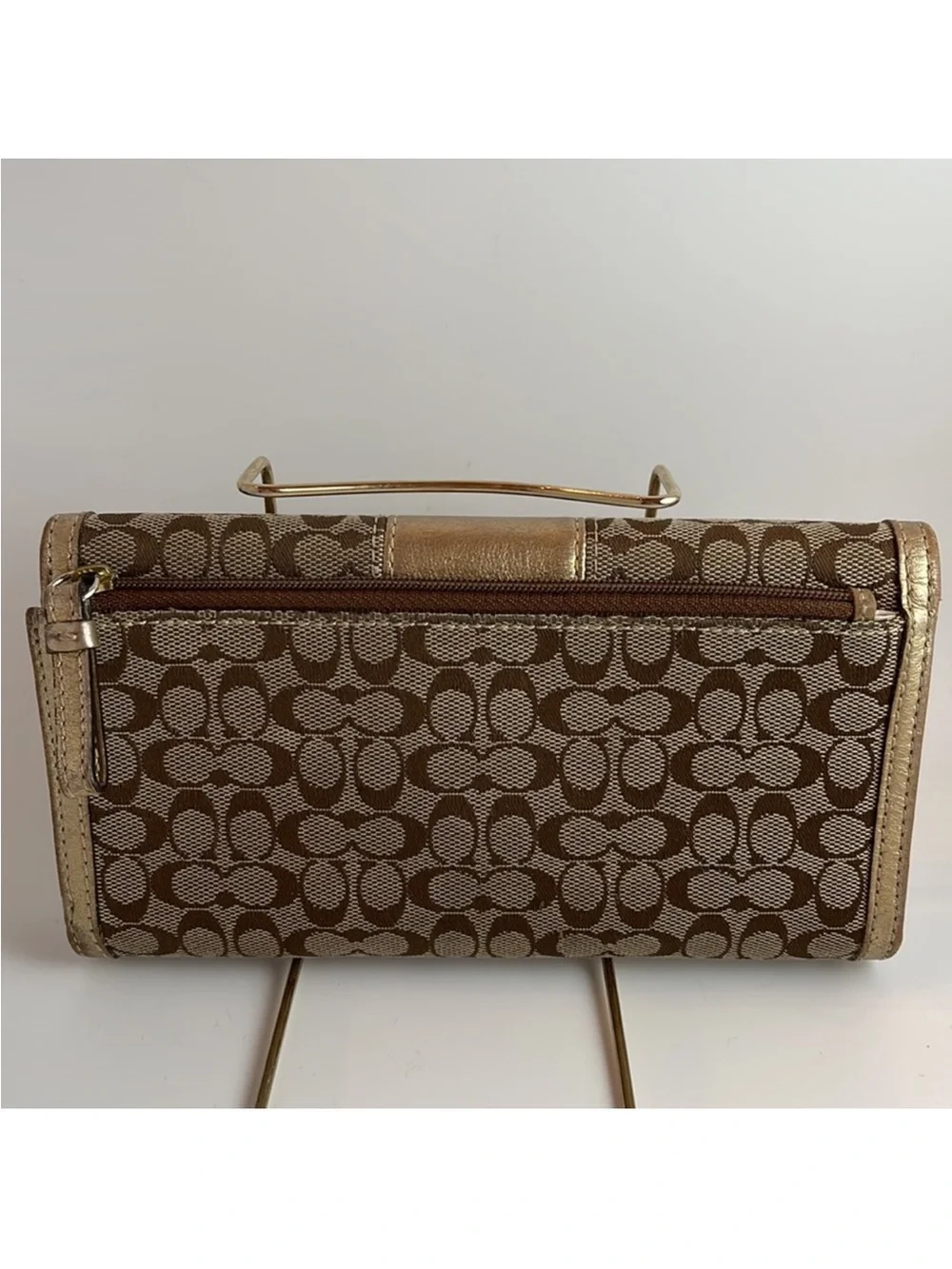 Coach Signature C Gold Canvas & Leather Wallet